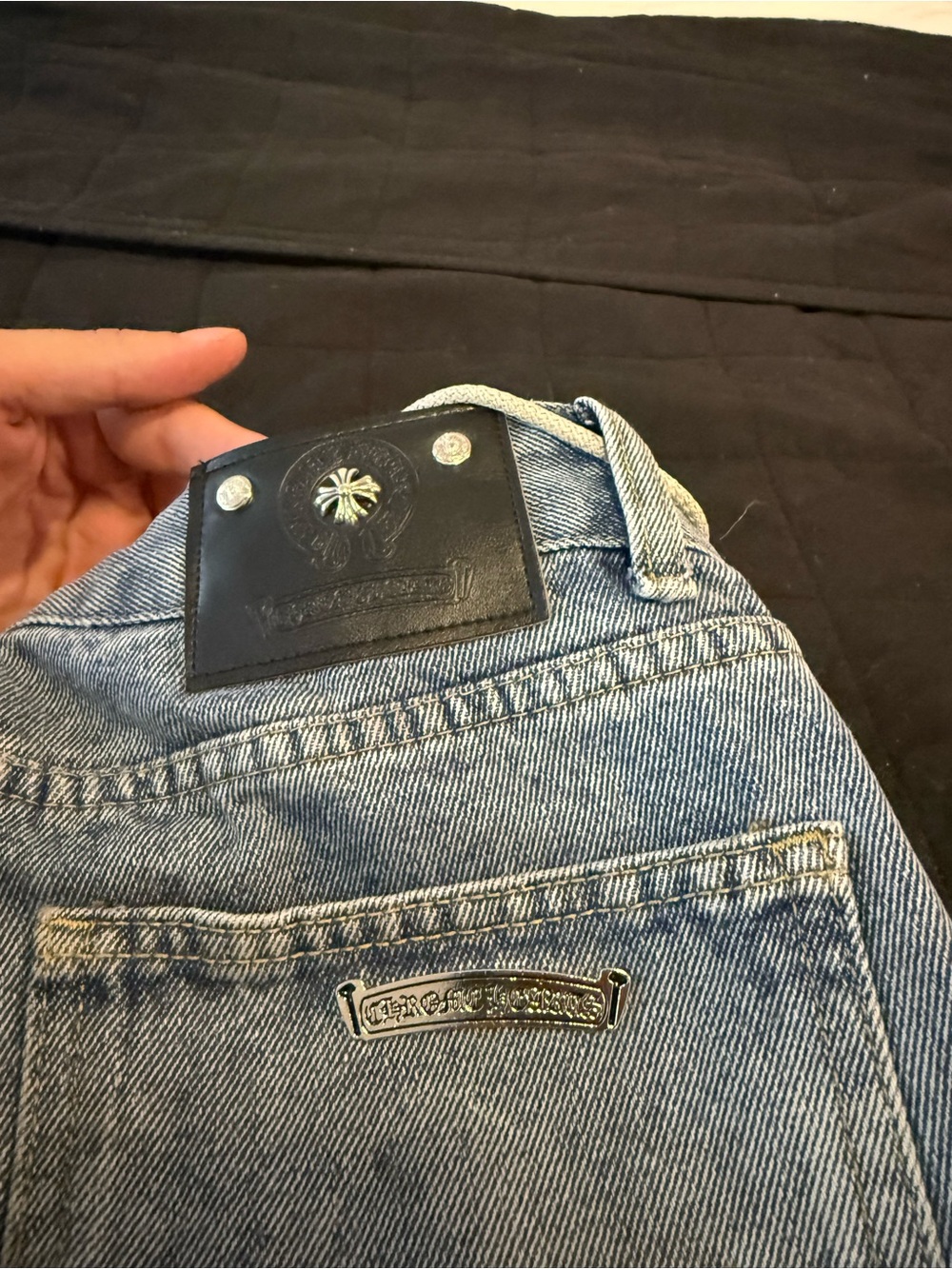Chrome Hearts Light Wash Relaxed Denim Jeans - Blue